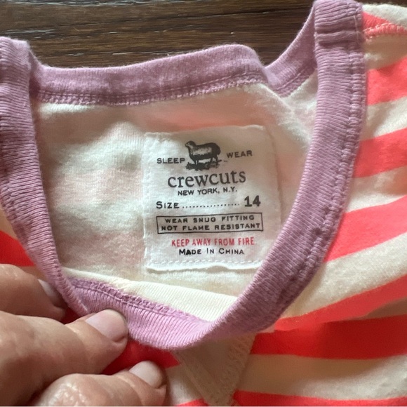 Crewcuts Neon Pink color striped 2 pcs sleepwear girl's size 14 - Picture 4 of 6